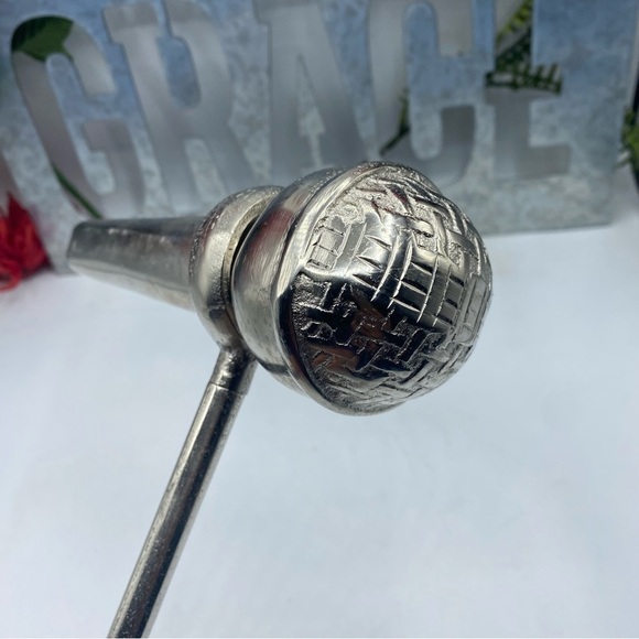 Pier 1 Silver Aluminum Plated Microphone Deco - Picture 5 of 6